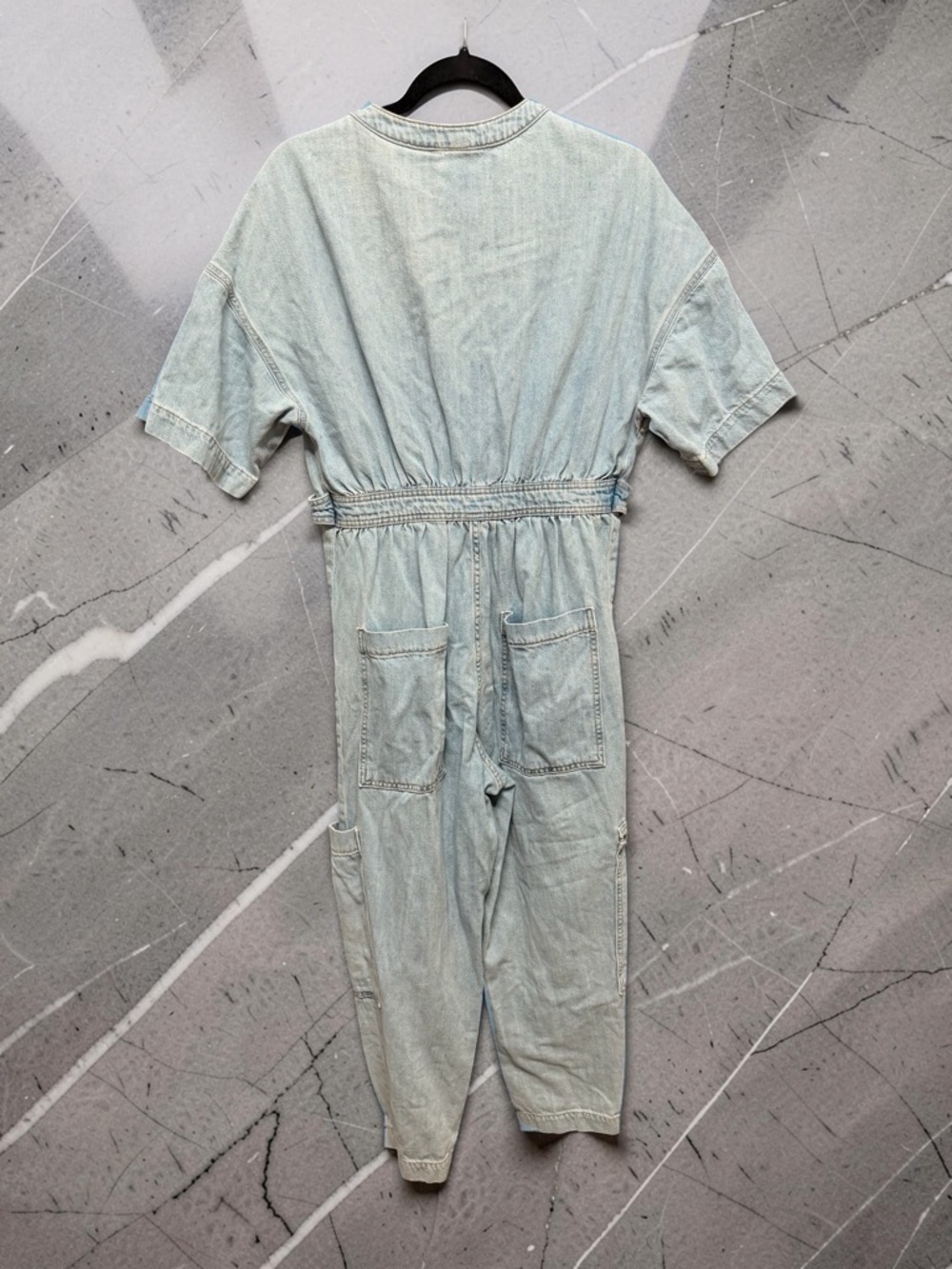Zara Denim Utility Jumpsuit Light Wash Zip Front Boiler Suit Pockets Size Medium - Picture 5 of 6
